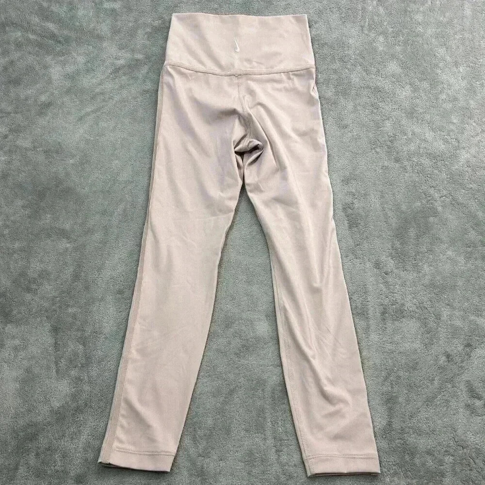 Nike Leggings Women's Small Yoga Velour Trim 7/8 High Rise Pink Mauve Athleisure - Picture 10 of 12